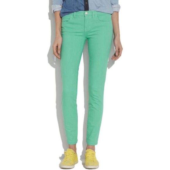 Madewell Denim - MADEWELL soft mint skinny skinny ankle jeans.